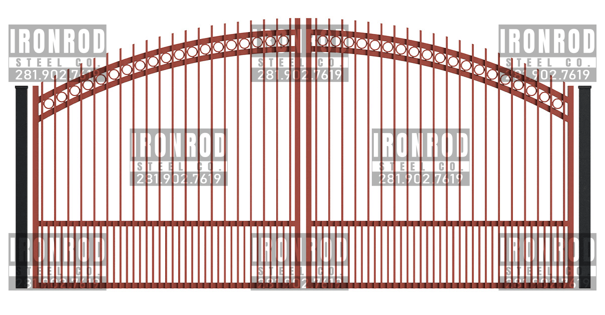 Arched Double Gates - Extended Picket - Rings Top Puppy Pickets