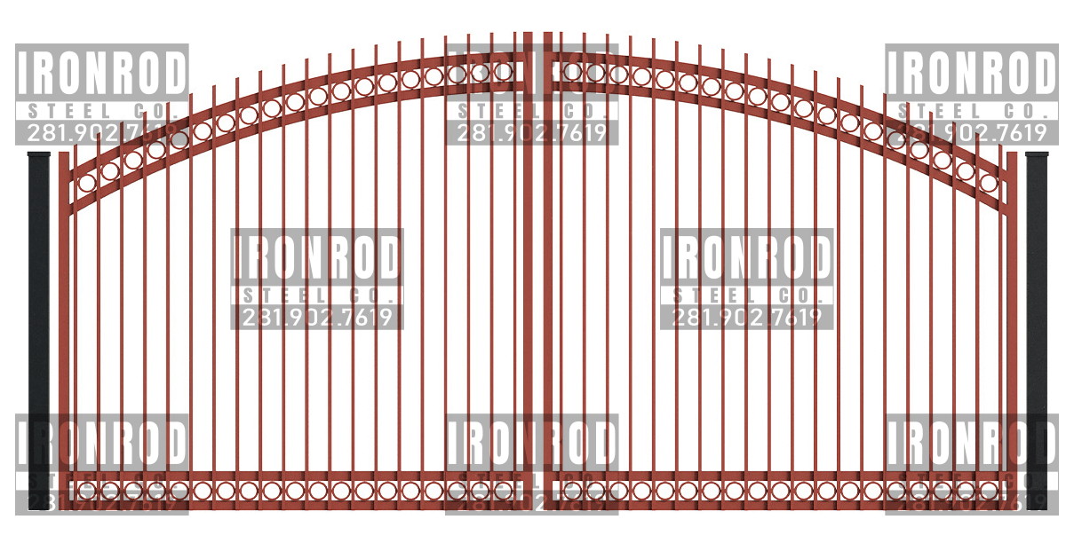 Arched Double Gates - Extended Picket- Rings Top Rings Bottom