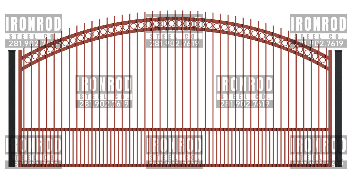 Arched Single Gate - Extended Pickets - Rings Top Puppy Pickets