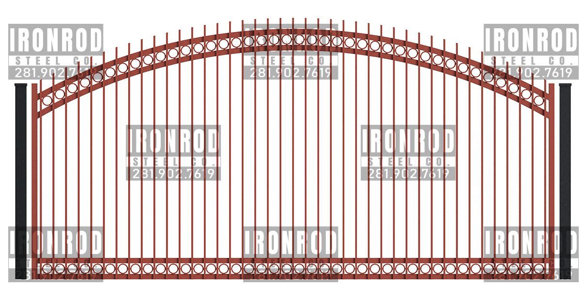 Arched Single Gate - Extended Pickets - Rings Top Rings Bottom
