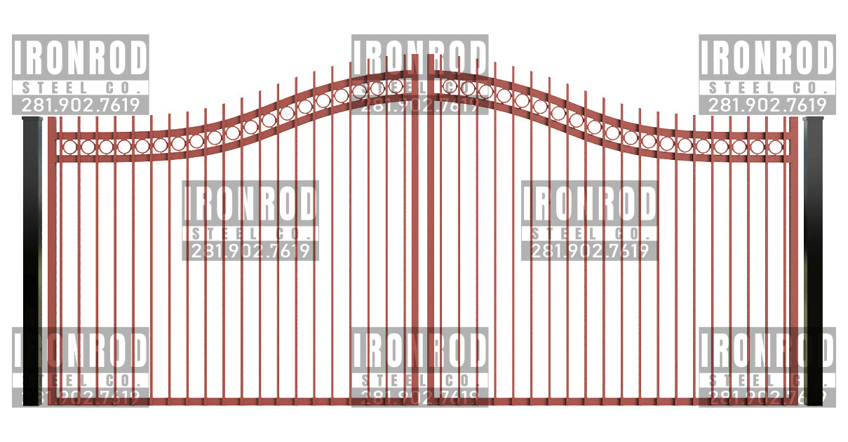 Compound Arched Double Gate - Extended Picket - Ring Tops