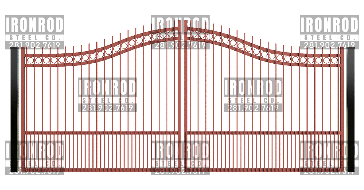 Compound Arched Double Gate - Extended Picket - Rings Top Puppy Pickets