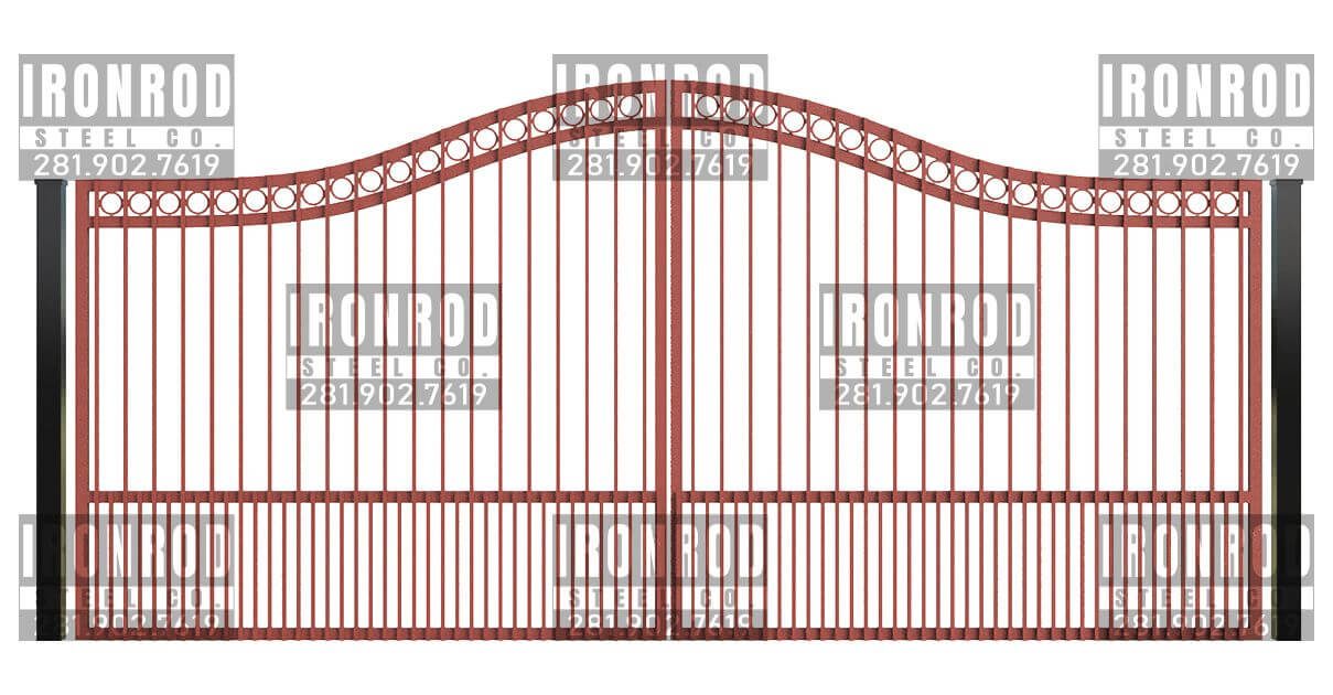 Compound Arched Double Gate - Flush Top - Rings Top Puppy Pickets