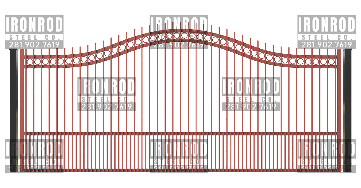 Compound Arched Single Gate - Extended Picket - Rings Top Puppy Pickets