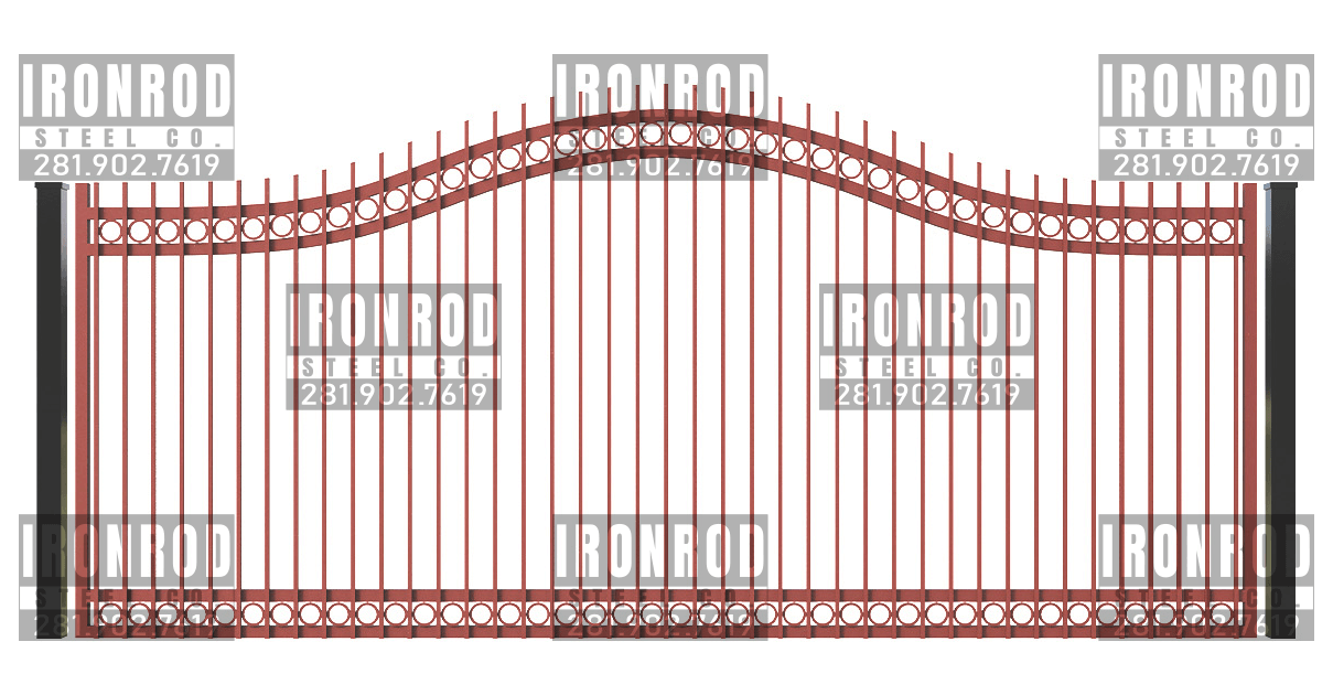 Compound Arched Single Gate - Extended Picket - Rings Top Rings Bottom