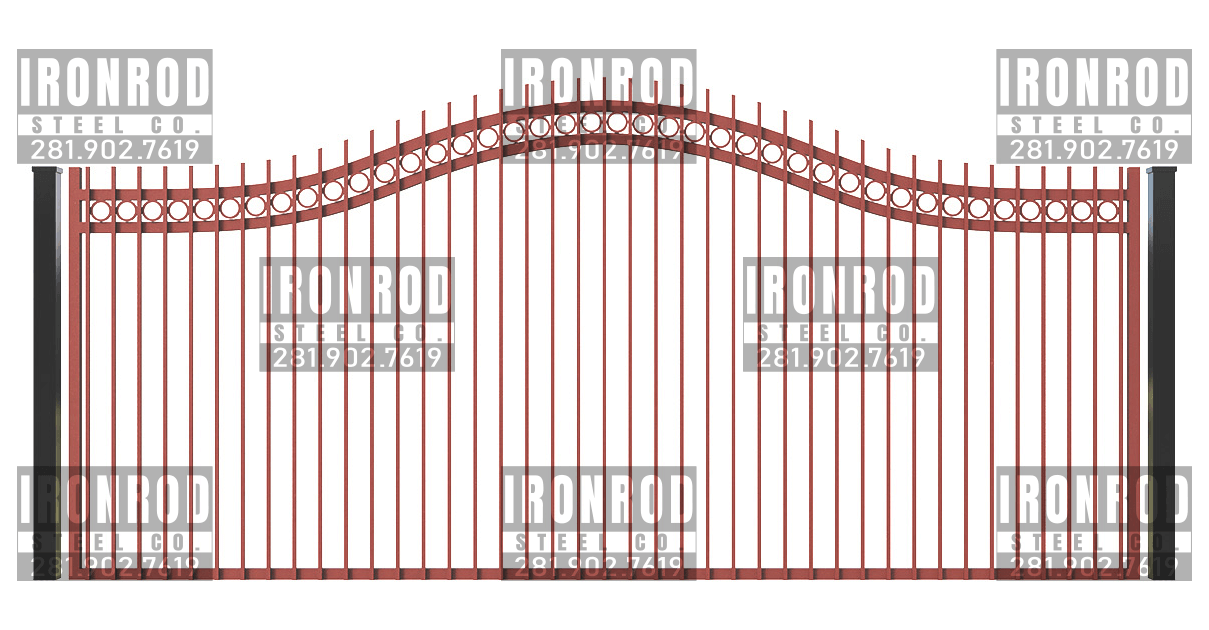 Compound Arched Single Gate - Extended Picket - Rings Top
