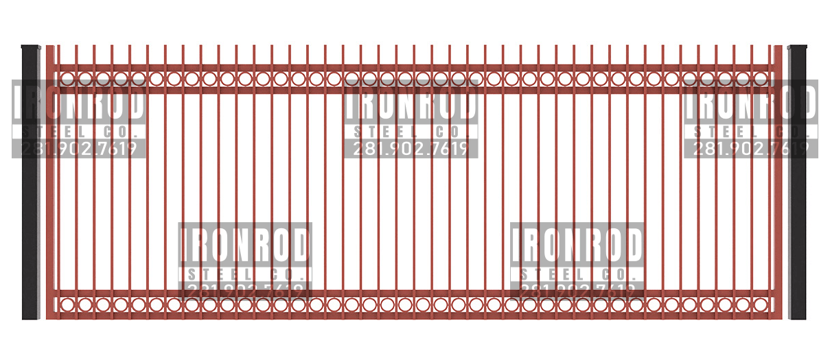Square Single Gate - Extended Picket -Rings Top Rings Bottom
