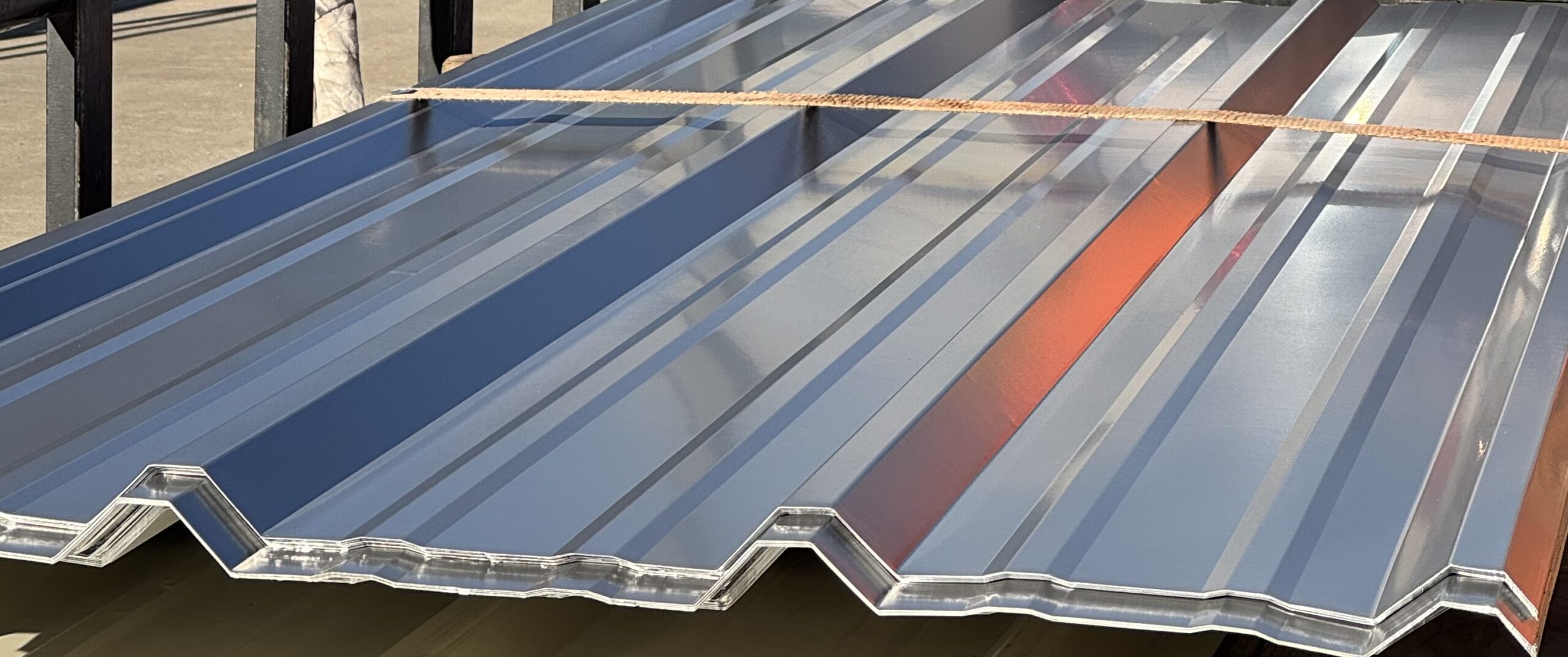 PBR metal roofing panel close-up on truck bed