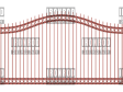 Compound Arched Single Gate – Extended Picket – Rings Top Rings Bottom Compound Arched Single Gate - Extended Picket - Rings Top Rings Bottom